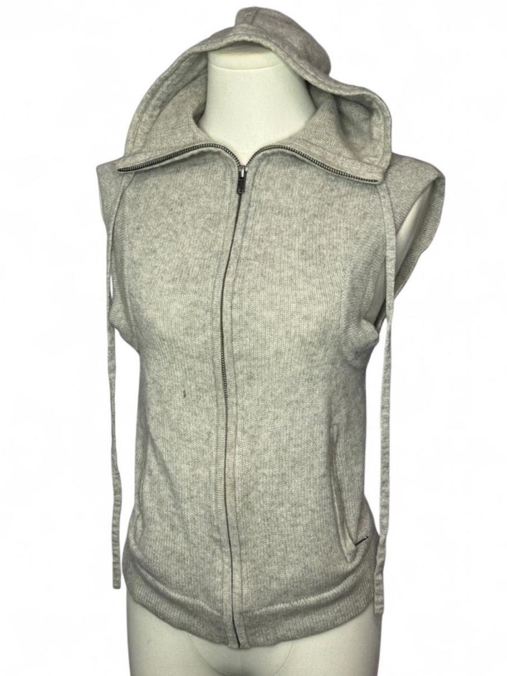 Vintage Helmut Lang 100% cashmere sleeveless zip up hoodie vest